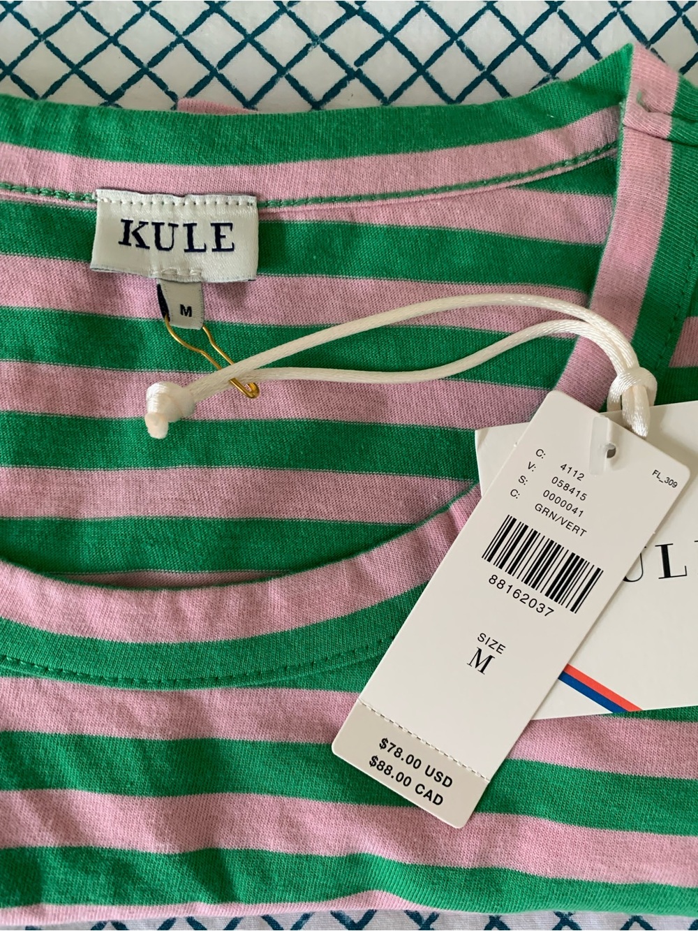 KULE Striped Tank top green & pink size medium NEW Anthropologie - Picture 9 of 13